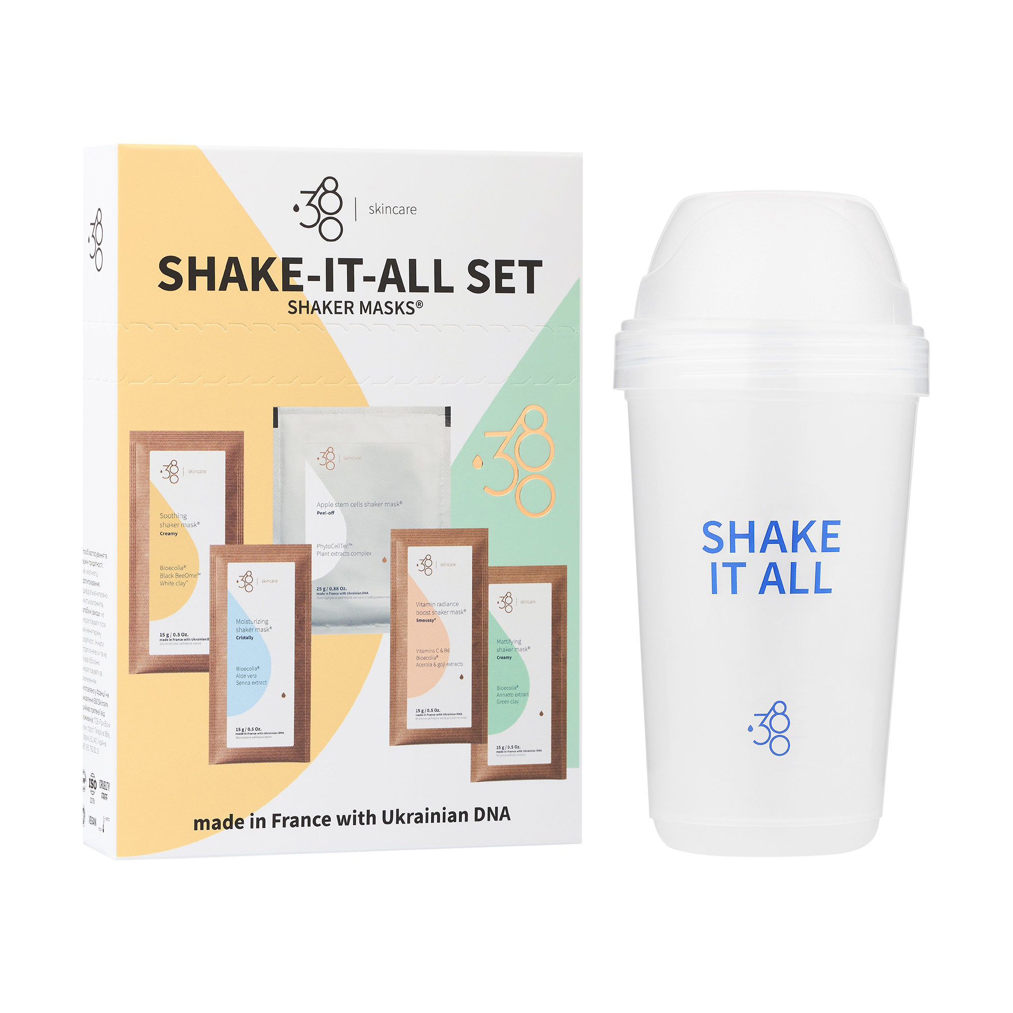 Набір шейкерних масок для обличчя 380 Skincare Shake-It-All Set, 6 продуктів