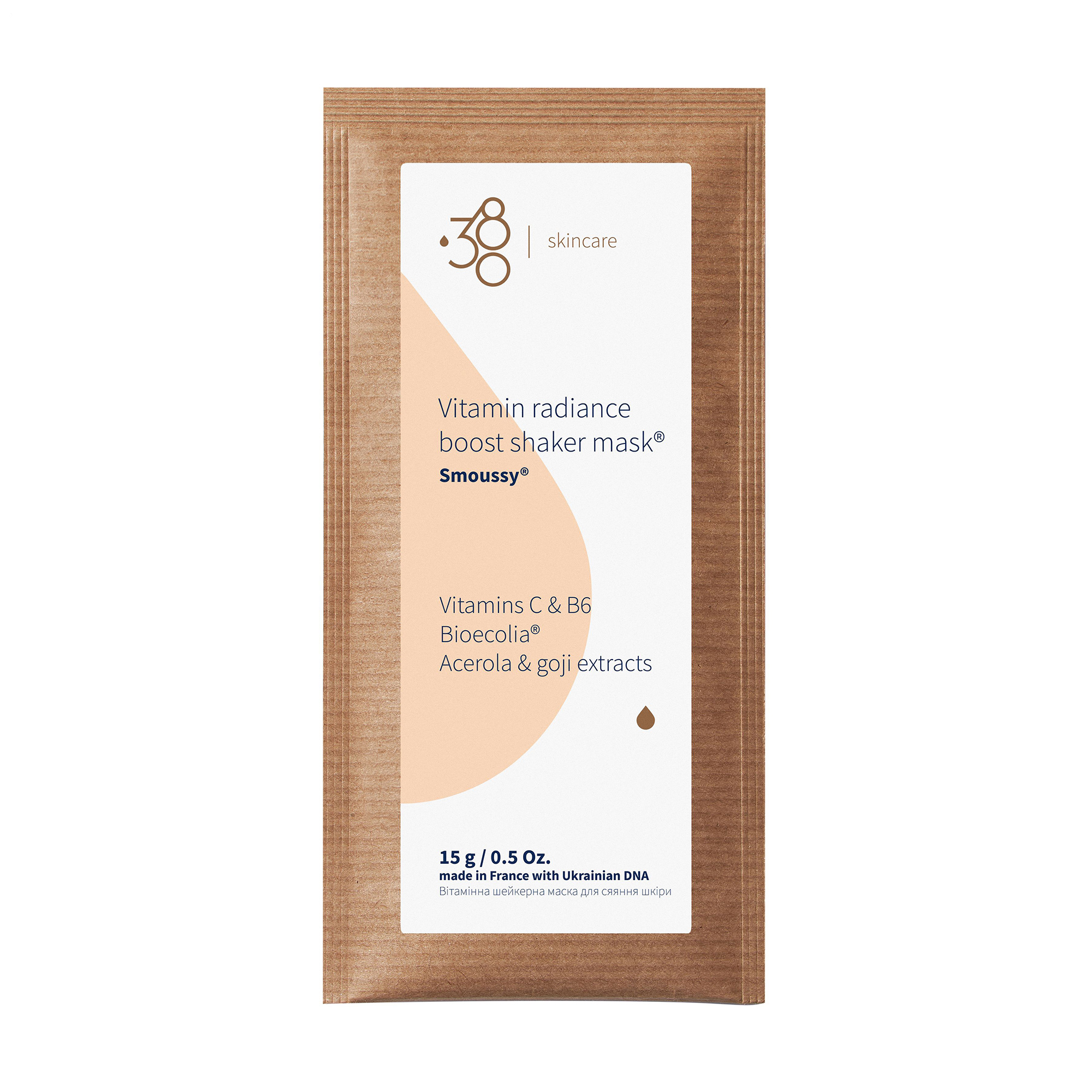 Вітамінна шейкерна маска для сяяння шкіри обличчя 380 Skincare Vitamin Radiance Boost Shaker Mask, 15 г